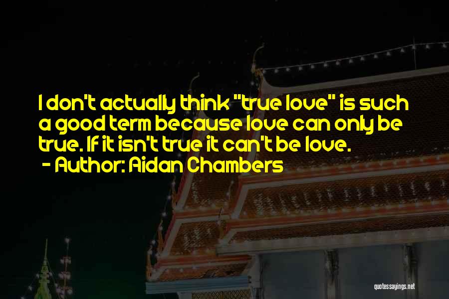 Aidan Chambers Quotes: I Don't Actually Think True Love Is Such A Good Term Because Love Can Only Be True. If It Isn't