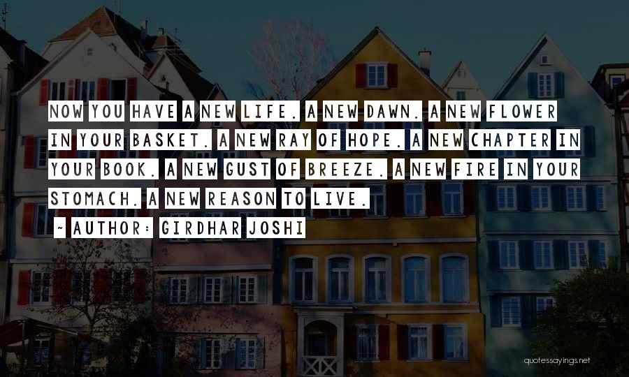 Girdhar Joshi Quotes: Now You Have A New Life. A New Dawn. A New Flower In Your Basket. A New Ray Of Hope.