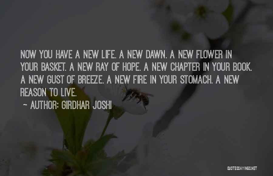 Girdhar Joshi Quotes: Now You Have A New Life. A New Dawn. A New Flower In Your Basket. A New Ray Of Hope.