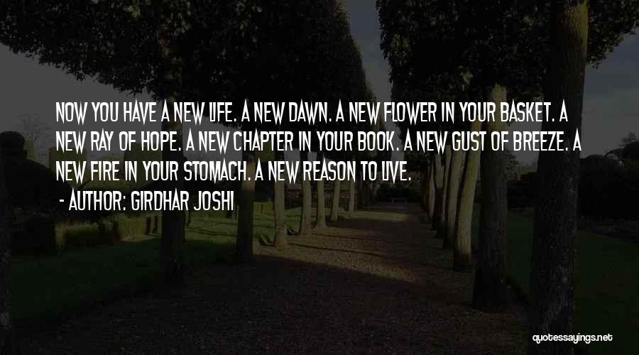 Girdhar Joshi Quotes: Now You Have A New Life. A New Dawn. A New Flower In Your Basket. A New Ray Of Hope.