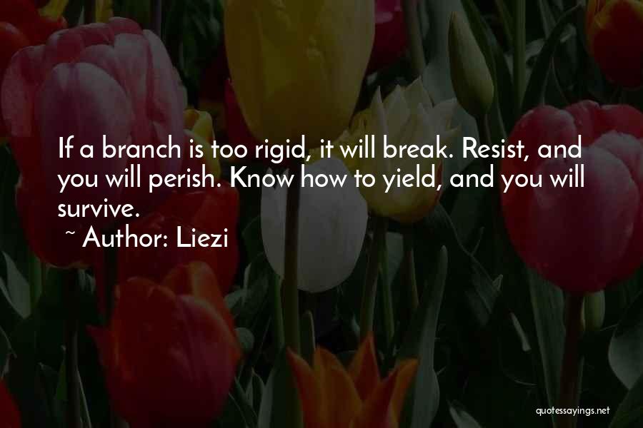 Liezi Quotes: If A Branch Is Too Rigid, It Will Break. Resist, And You Will Perish. Know How To Yield, And You