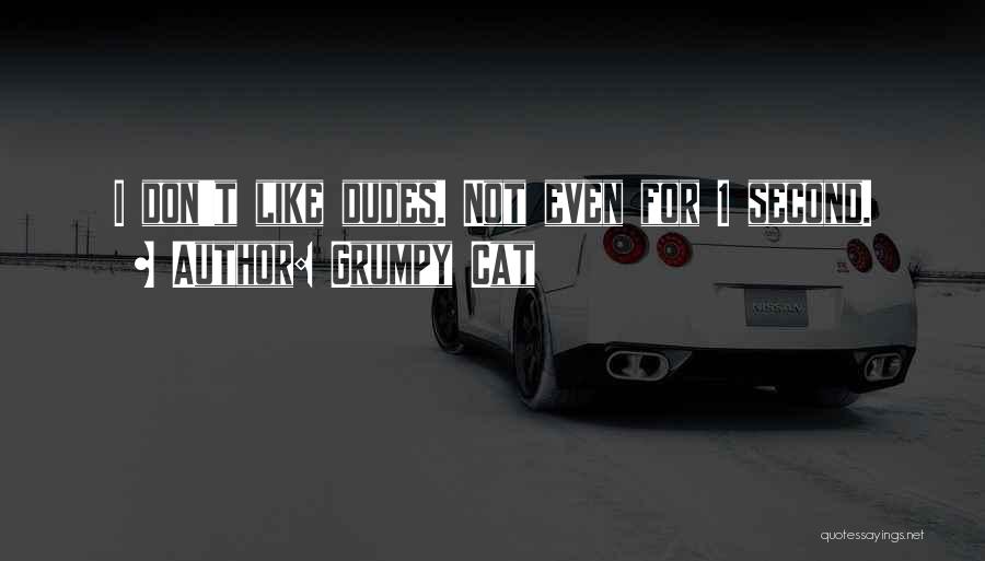 Grumpy Cat Quotes: I Don't Like Dudes. Not Even For 1 Second.