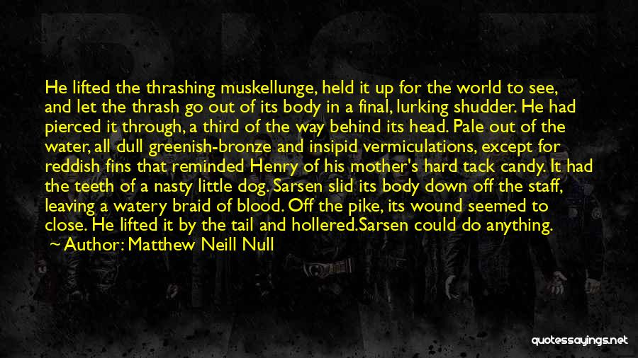 Matthew Neill Null Quotes: He Lifted The Thrashing Muskellunge, Held It Up For The World To See, And Let The Thrash Go Out Of