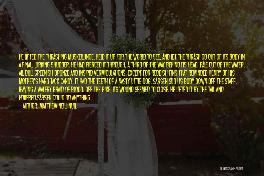 Matthew Neill Null Quotes: He Lifted The Thrashing Muskellunge, Held It Up For The World To See, And Let The Thrash Go Out Of