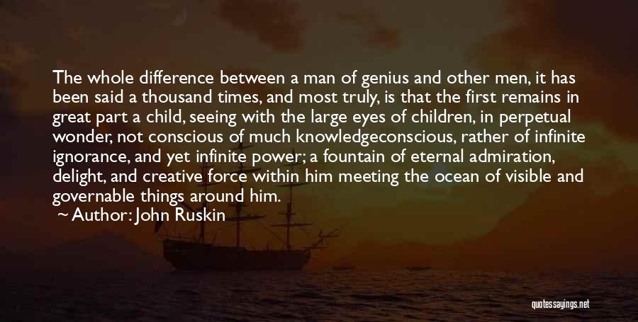 John Ruskin Quotes: The Whole Difference Between A Man Of Genius And Other Men, It Has Been Said A Thousand Times, And Most