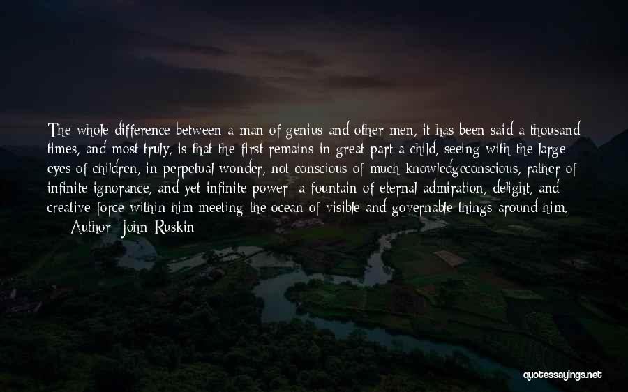 John Ruskin Quotes: The Whole Difference Between A Man Of Genius And Other Men, It Has Been Said A Thousand Times, And Most