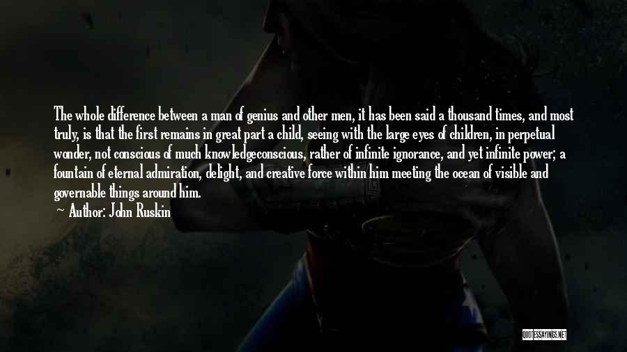 John Ruskin Quotes: The Whole Difference Between A Man Of Genius And Other Men, It Has Been Said A Thousand Times, And Most