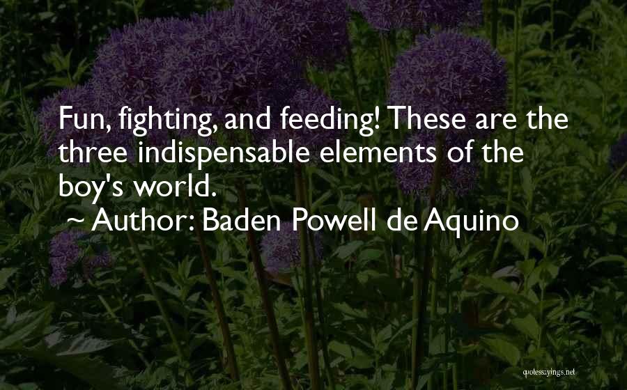 Baden Powell De Aquino Quotes: Fun, Fighting, And Feeding! These Are The Three Indispensable Elements Of The Boy's World.