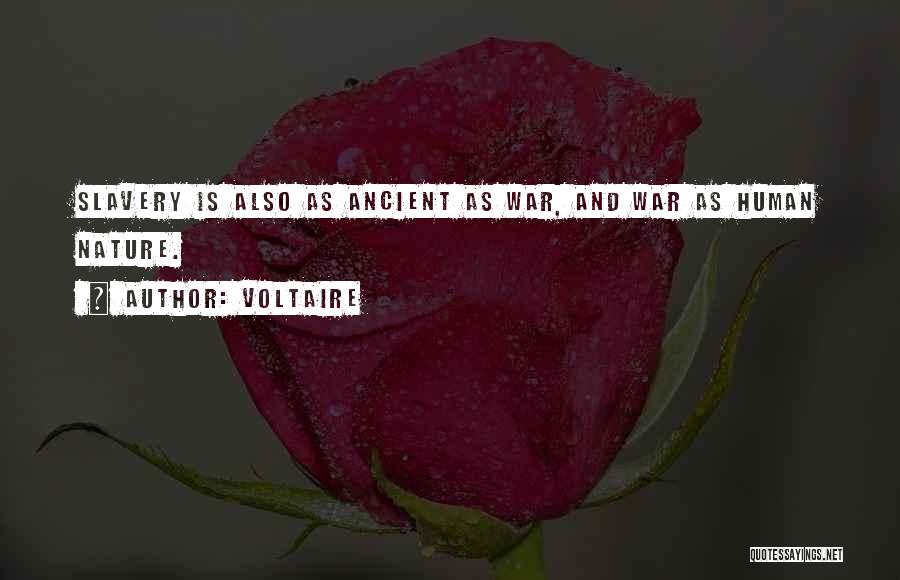 Voltaire Quotes: Slavery Is Also As Ancient As War, And War As Human Nature.