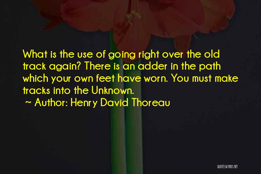 Henry David Thoreau Quotes: What Is The Use Of Going Right Over The Old Track Again? There Is An Adder In The Path Which