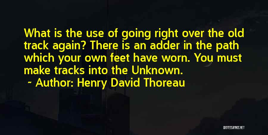 Henry David Thoreau Quotes: What Is The Use Of Going Right Over The Old Track Again? There Is An Adder In The Path Which