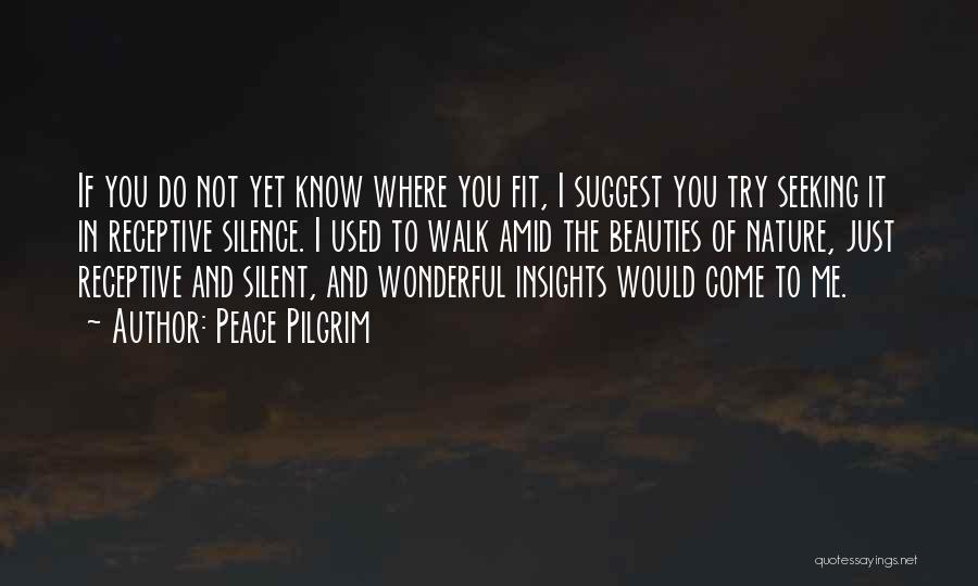 Peace Pilgrim Quotes: If You Do Not Yet Know Where You Fit, I Suggest You Try Seeking It In Receptive Silence. I Used
