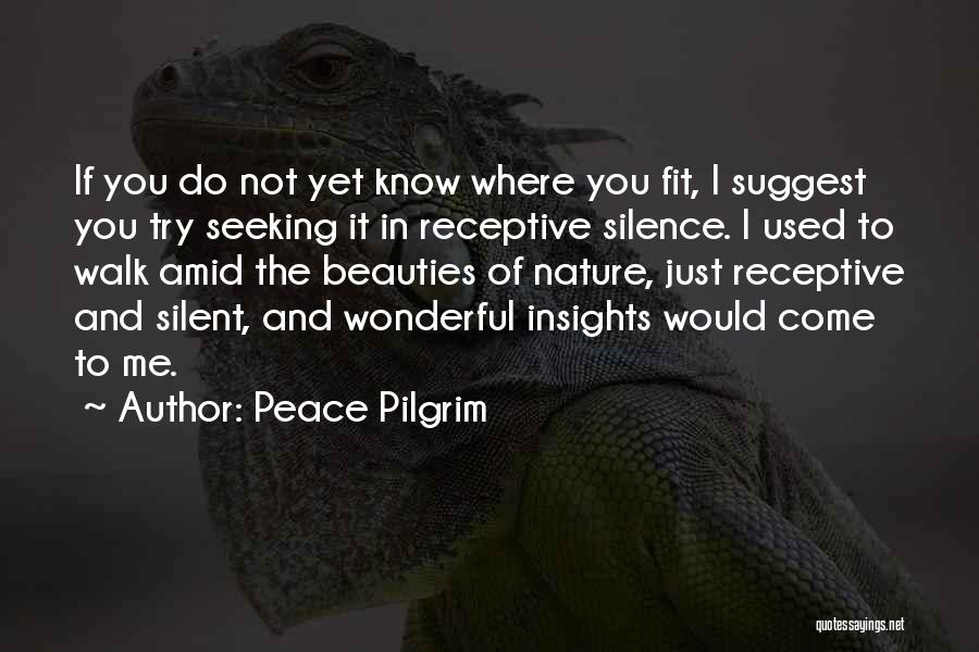 Peace Pilgrim Quotes: If You Do Not Yet Know Where You Fit, I Suggest You Try Seeking It In Receptive Silence. I Used