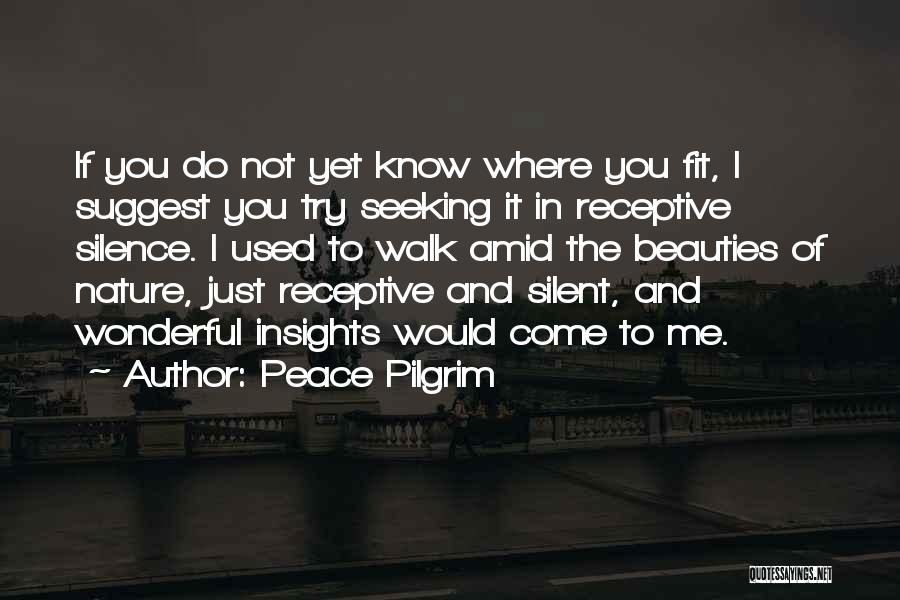 Peace Pilgrim Quotes: If You Do Not Yet Know Where You Fit, I Suggest You Try Seeking It In Receptive Silence. I Used