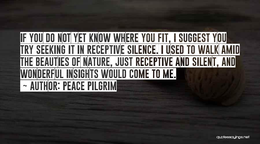 Peace Pilgrim Quotes: If You Do Not Yet Know Where You Fit, I Suggest You Try Seeking It In Receptive Silence. I Used