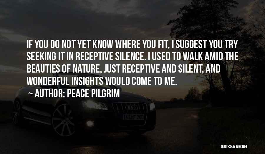 Peace Pilgrim Quotes: If You Do Not Yet Know Where You Fit, I Suggest You Try Seeking It In Receptive Silence. I Used