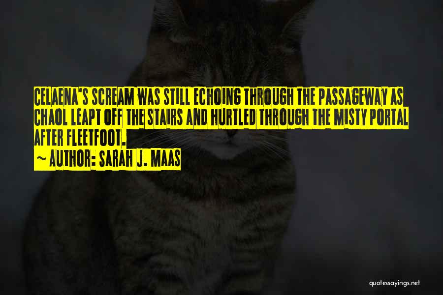 Sarah J. Maas Quotes: Celaena's Scream Was Still Echoing Through The Passageway As Chaol Leapt Off The Stairs And Hurtled Through The Misty Portal