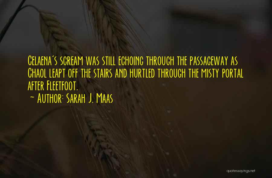 Sarah J. Maas Quotes: Celaena's Scream Was Still Echoing Through The Passageway As Chaol Leapt Off The Stairs And Hurtled Through The Misty Portal