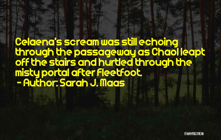 Sarah J. Maas Quotes: Celaena's Scream Was Still Echoing Through The Passageway As Chaol Leapt Off The Stairs And Hurtled Through The Misty Portal