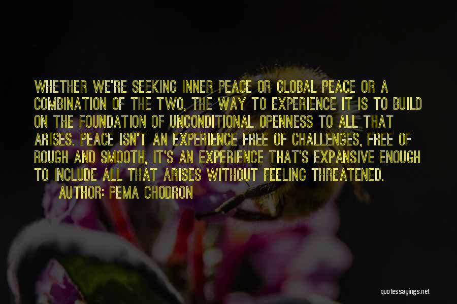 Pema Chodron Quotes: Whether We're Seeking Inner Peace Or Global Peace Or A Combination Of The Two, The Way To Experience It Is