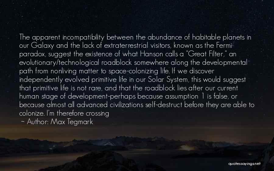 Max Tegmark Quotes: The Apparent Incompatibility Between The Abundance Of Habitable Planets In Our Galaxy And The Lack Of Extraterrestrial Visitors, Known As