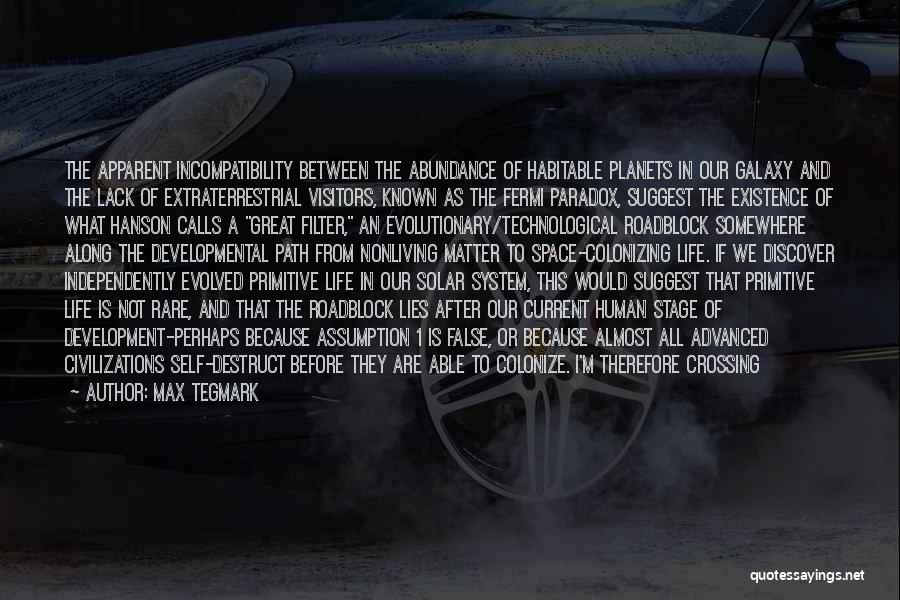 Max Tegmark Quotes: The Apparent Incompatibility Between The Abundance Of Habitable Planets In Our Galaxy And The Lack Of Extraterrestrial Visitors, Known As