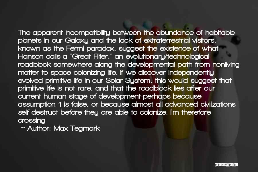 Max Tegmark Quotes: The Apparent Incompatibility Between The Abundance Of Habitable Planets In Our Galaxy And The Lack Of Extraterrestrial Visitors, Known As