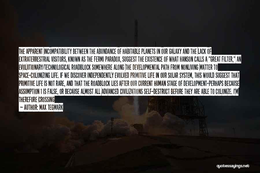 Max Tegmark Quotes: The Apparent Incompatibility Between The Abundance Of Habitable Planets In Our Galaxy And The Lack Of Extraterrestrial Visitors, Known As