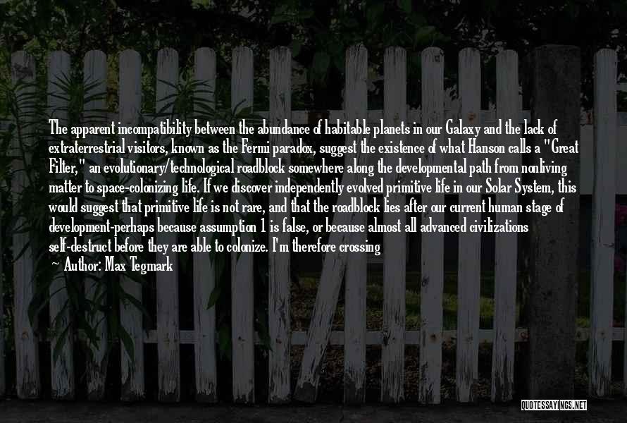 Max Tegmark Quotes: The Apparent Incompatibility Between The Abundance Of Habitable Planets In Our Galaxy And The Lack Of Extraterrestrial Visitors, Known As