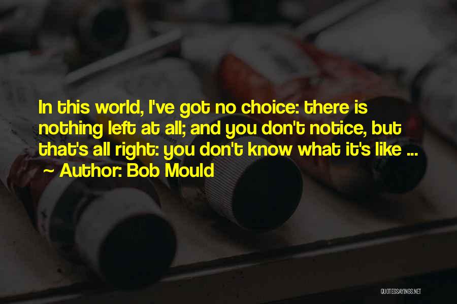 Bob Mould Quotes: In This World, I've Got No Choice: There Is Nothing Left At All; And You Don't Notice, But That's All