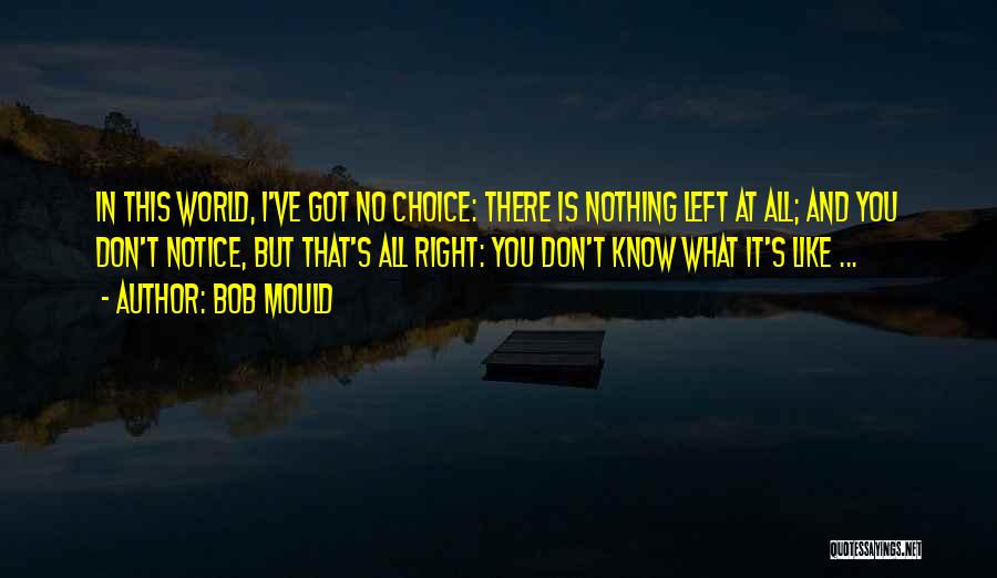 Bob Mould Quotes: In This World, I've Got No Choice: There Is Nothing Left At All; And You Don't Notice, But That's All