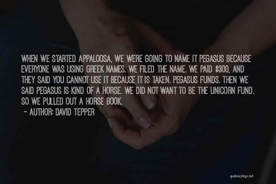 David Tepper Quotes: When We Started Appaloosa, We Were Going To Name It Pegasus Because Everyone Was Using Greek Names. We Filed The