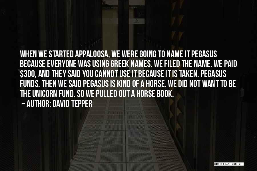 David Tepper Quotes: When We Started Appaloosa, We Were Going To Name It Pegasus Because Everyone Was Using Greek Names. We Filed The