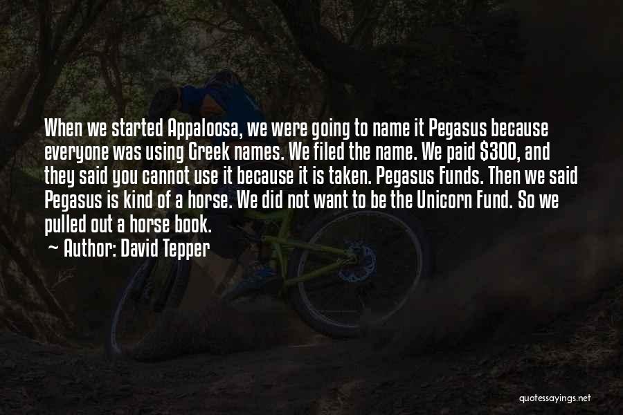 David Tepper Quotes: When We Started Appaloosa, We Were Going To Name It Pegasus Because Everyone Was Using Greek Names. We Filed The