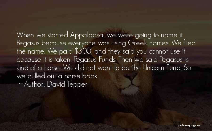 David Tepper Quotes: When We Started Appaloosa, We Were Going To Name It Pegasus Because Everyone Was Using Greek Names. We Filed The