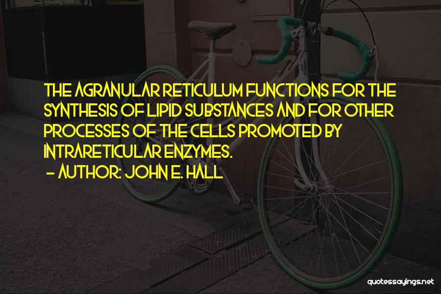 John E. Hall Quotes: The Agranular Reticulum Functions For The Synthesis Of Lipid Substances And For Other Processes Of The Cells Promoted By Intrareticular