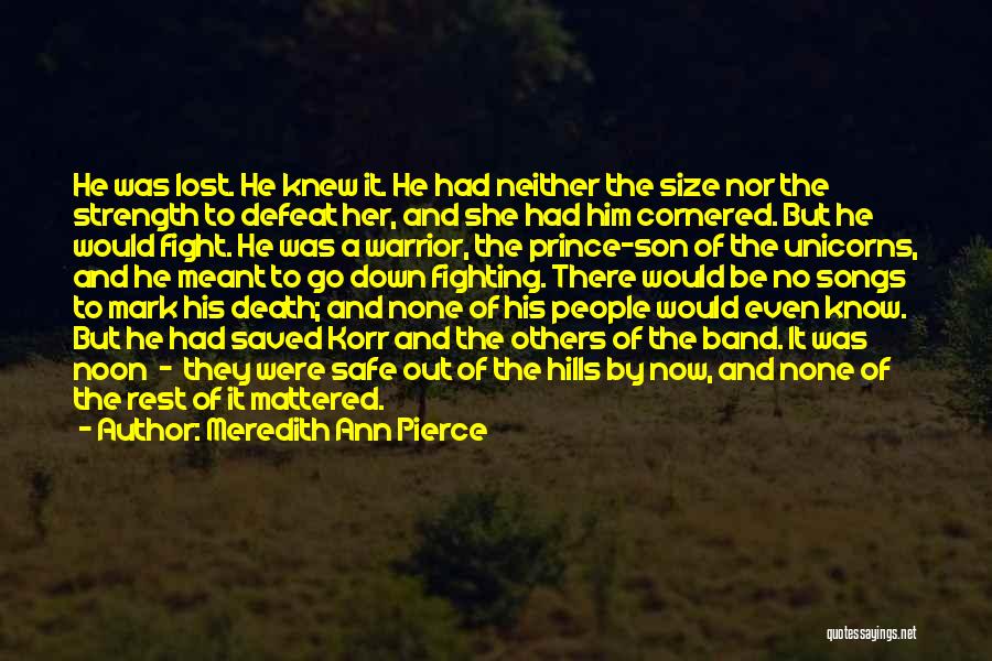 Meredith Ann Pierce Quotes: He Was Lost. He Knew It. He Had Neither The Size Nor The Strength To Defeat Her, And She Had