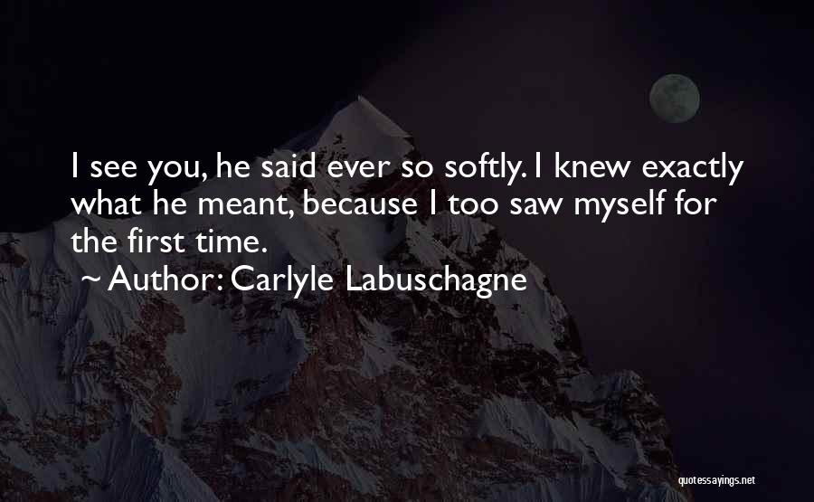 Carlyle Labuschagne Quotes: I See You, He Said Ever So Softly. I Knew Exactly What He Meant, Because I Too Saw Myself For