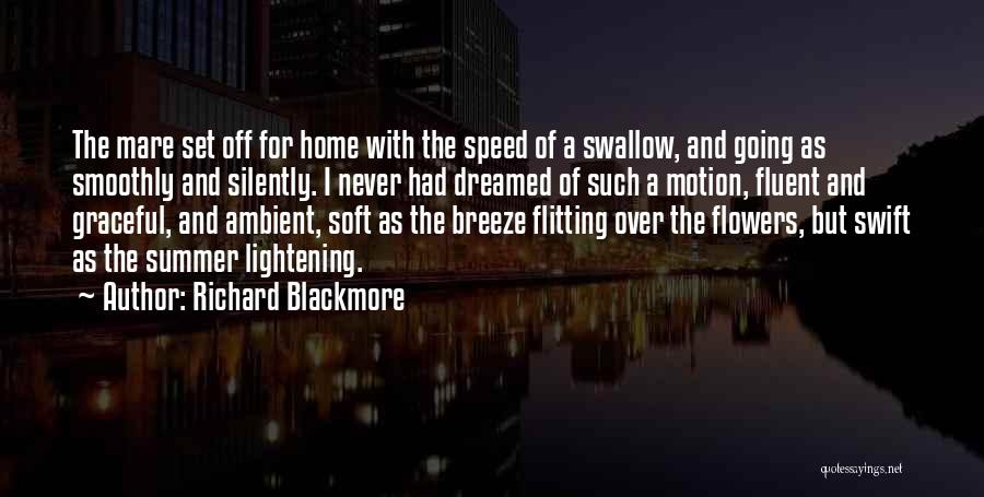 Richard Blackmore Quotes: The Mare Set Off For Home With The Speed Of A Swallow, And Going As Smoothly And Silently. I Never