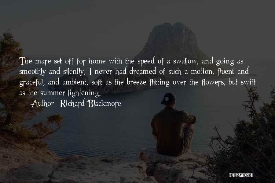 Richard Blackmore Quotes: The Mare Set Off For Home With The Speed Of A Swallow, And Going As Smoothly And Silently. I Never