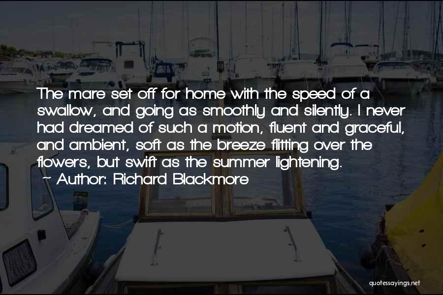 Richard Blackmore Quotes: The Mare Set Off For Home With The Speed Of A Swallow, And Going As Smoothly And Silently. I Never