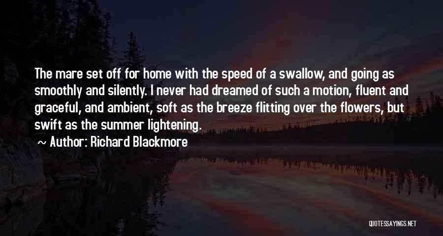 Richard Blackmore Quotes: The Mare Set Off For Home With The Speed Of A Swallow, And Going As Smoothly And Silently. I Never