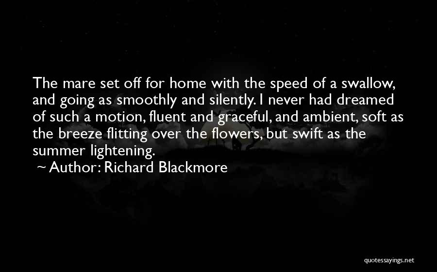 Richard Blackmore Quotes: The Mare Set Off For Home With The Speed Of A Swallow, And Going As Smoothly And Silently. I Never