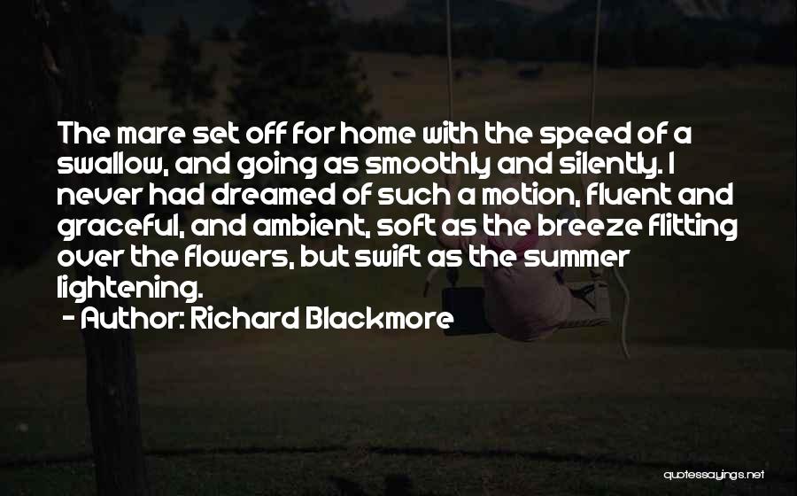 Richard Blackmore Quotes: The Mare Set Off For Home With The Speed Of A Swallow, And Going As Smoothly And Silently. I Never