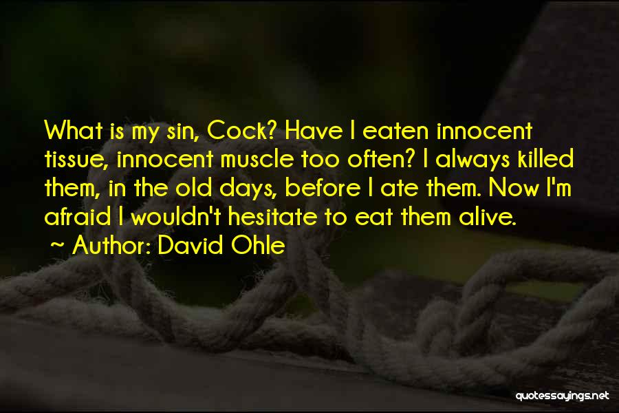 David Ohle Quotes: What Is My Sin, Cock? Have I Eaten Innocent Tissue, Innocent Muscle Too Often? I Always Killed Them, In The