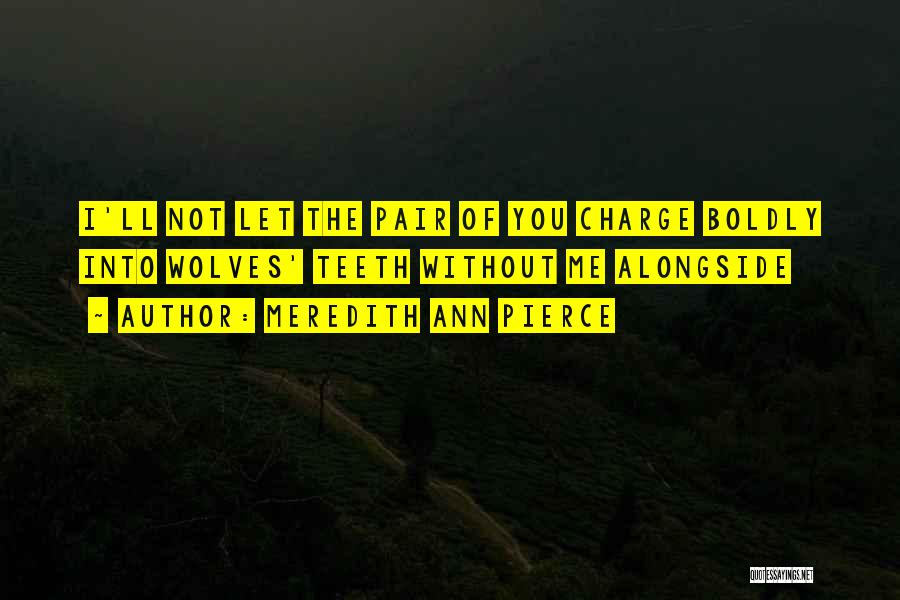 Meredith Ann Pierce Quotes: I'll Not Let The Pair Of You Charge Boldly Into Wolves' Teeth Without Me Alongside