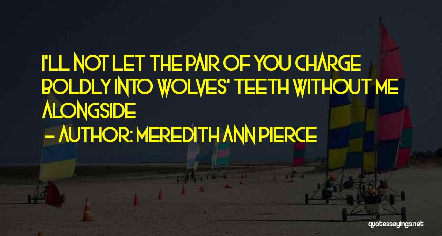 Meredith Ann Pierce Quotes: I'll Not Let The Pair Of You Charge Boldly Into Wolves' Teeth Without Me Alongside
