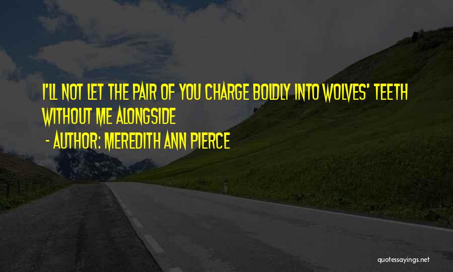 Meredith Ann Pierce Quotes: I'll Not Let The Pair Of You Charge Boldly Into Wolves' Teeth Without Me Alongside