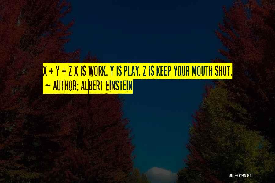 Albert Einstein Quotes: X + Y + Z X Is Work. Y Is Play. Z Is Keep Your Mouth Shut.