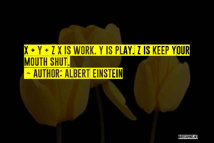 Albert Einstein Quotes: X + Y + Z X Is Work. Y Is Play. Z Is Keep Your Mouth Shut.